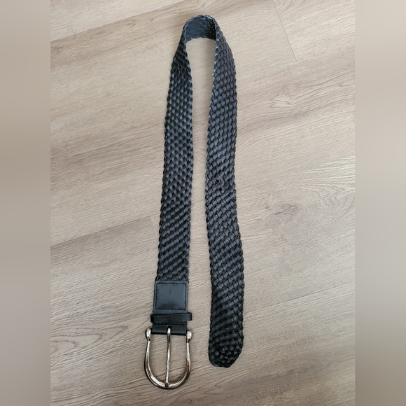 Michael Kors Black Leather Woven Belt Size M - Picture 3 of 4